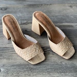 raffia block heels